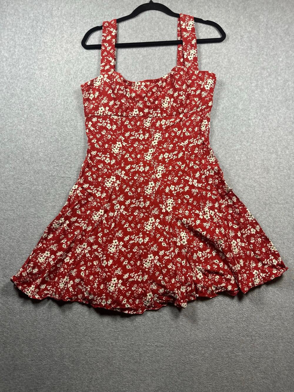 Lily Phellera Omahyra Mini Dress Women's Large Red Floral Wide Strap Sleeveless